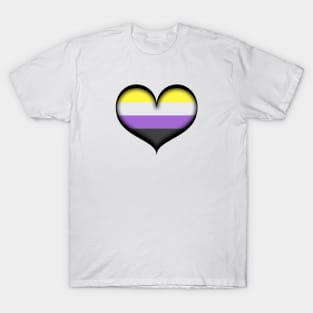 Large Vector Heart in Non-Binary Pride Flag Colors T-Shirt